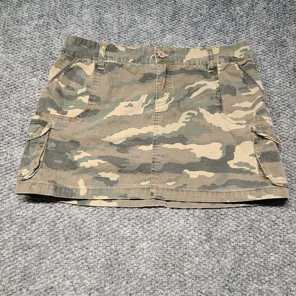 Y2k Nori Camo Cargo Mini Skirt Sz 9 Green Camouflage Streetwear Utility